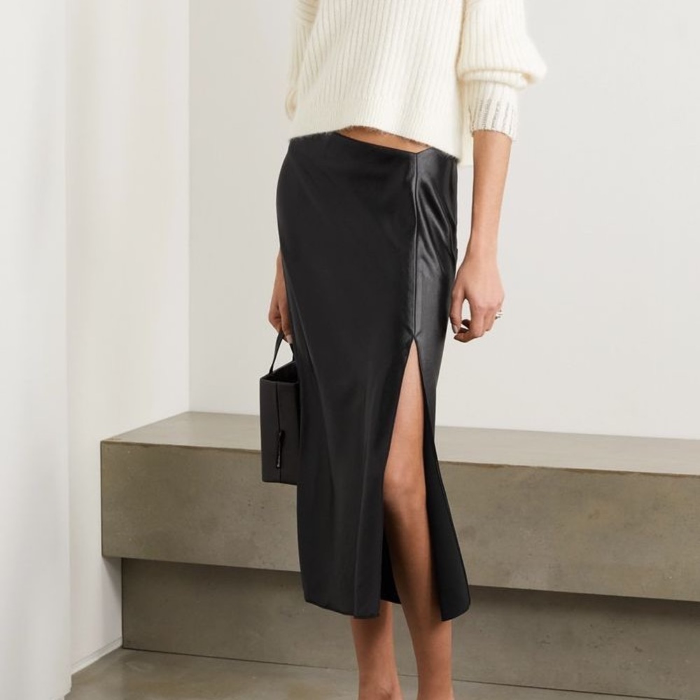Alexander Wang T Wash & Go Asymmetrical Satin Midi Slip Skirt, Slit $200 NWOT